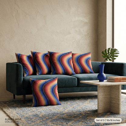 Sapphire Ember Flow Cushion Cover