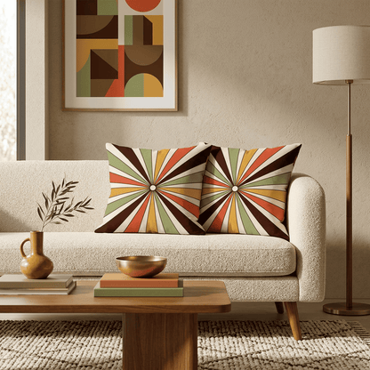 Sunray Pop Retro Sunburst Velvet Cushion Cover