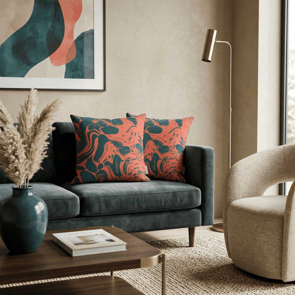 Molten Tide Abstract Velvet Cushion Cover