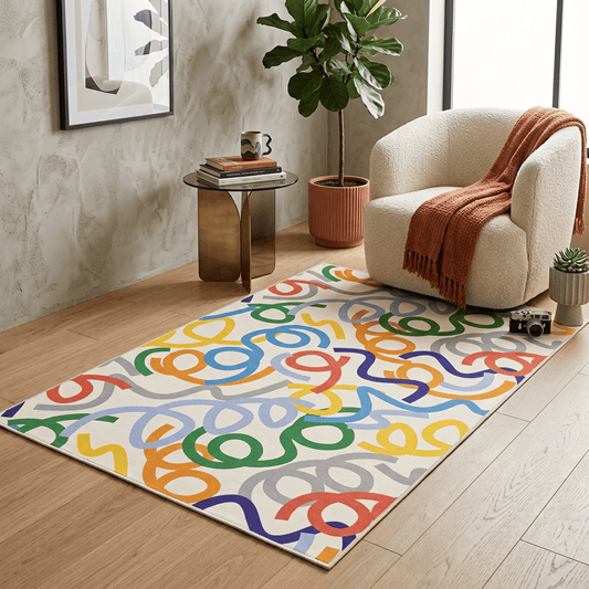 Colourful Scribble Abstract Rug