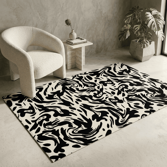 Ivory Ink Abstract Rug