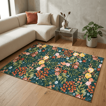 Midnight Wildflower Garden Rug
