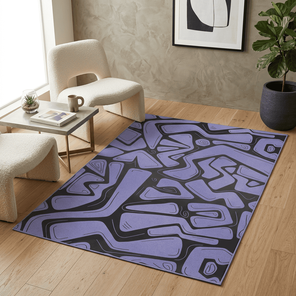Lavender Flux Abstract Geometric Rug