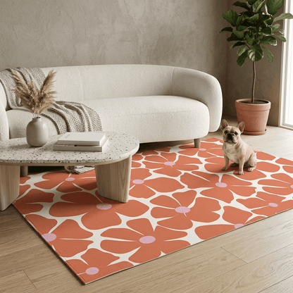 Coral Bloom Garden Rug