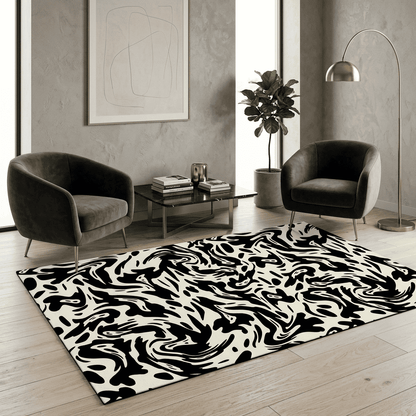 Ivory Ink Abstract Rug