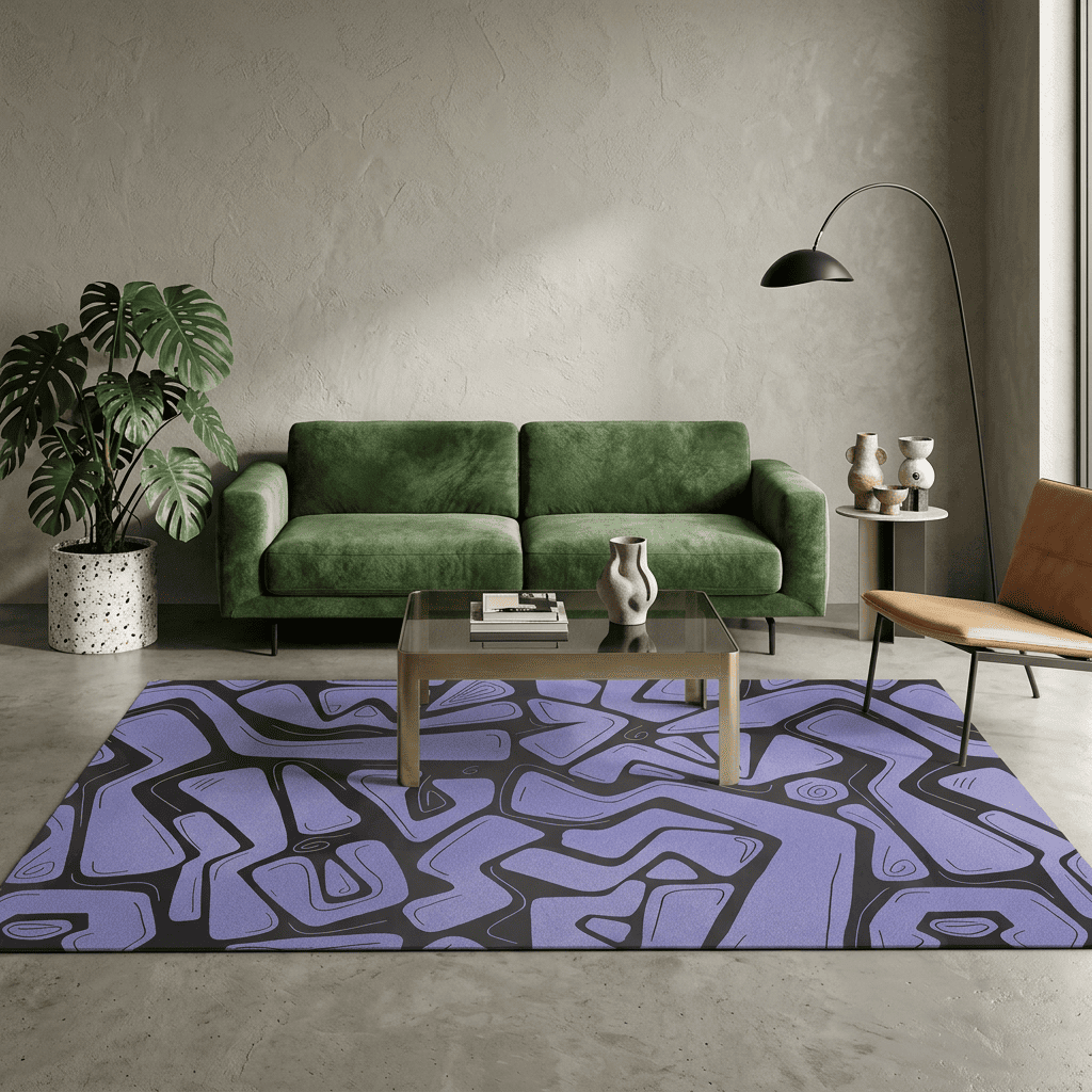 Lavender Flux Abstract Geometric Rug