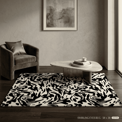 Ivory Ink Abstract Rug
