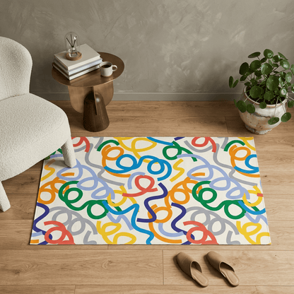 Colourful Scribble Abstract Rug