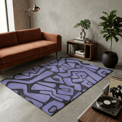 Lavender Flux Abstract Geometric Rug