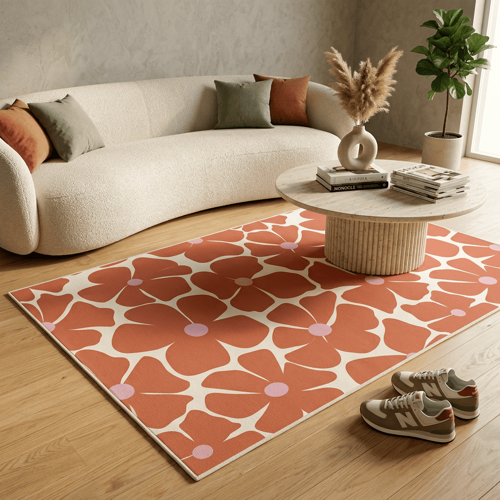 Coral Bloom Garden Rug