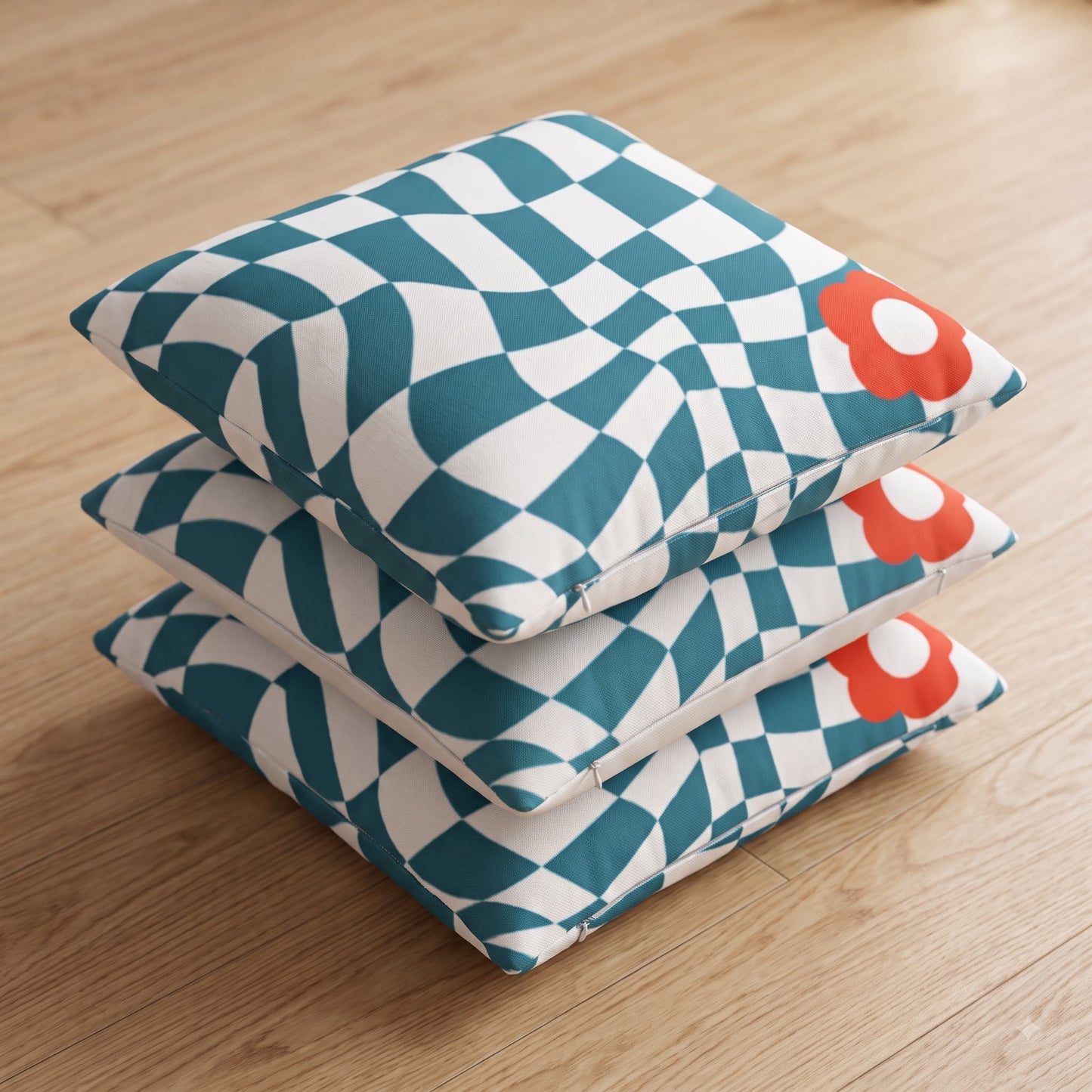 Ripple Chequered Spill Holland velvet cushion covers with concealed zipper detail