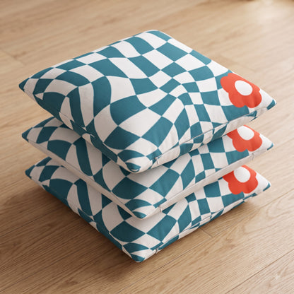 Ripple Chequered Spill Holland velvet cushion covers with concealed zipper detail